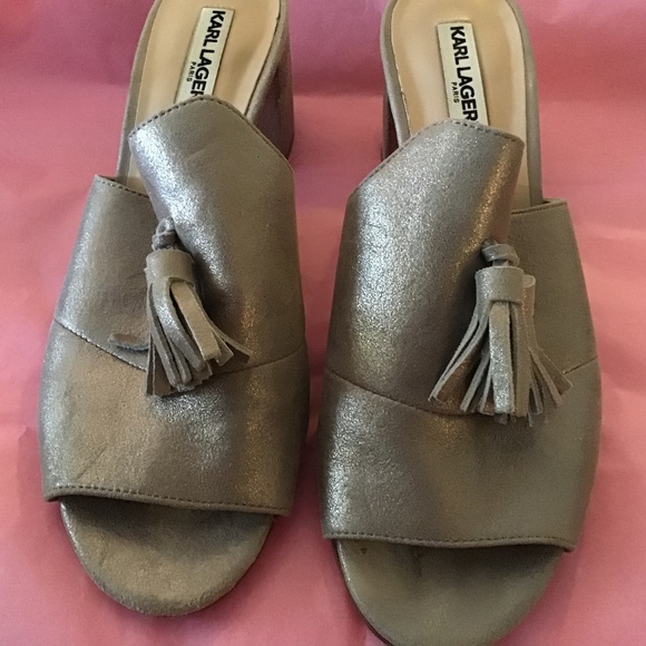 Karl Lagerfeld Paris Gold Hettie Mules 38.5 - Picture 1 of 6